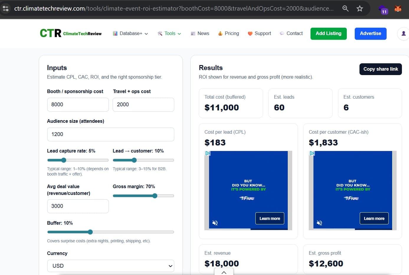 We Built a Free Climate Event ROI Estimator to Help Teams Decide Which Events Are Worth It