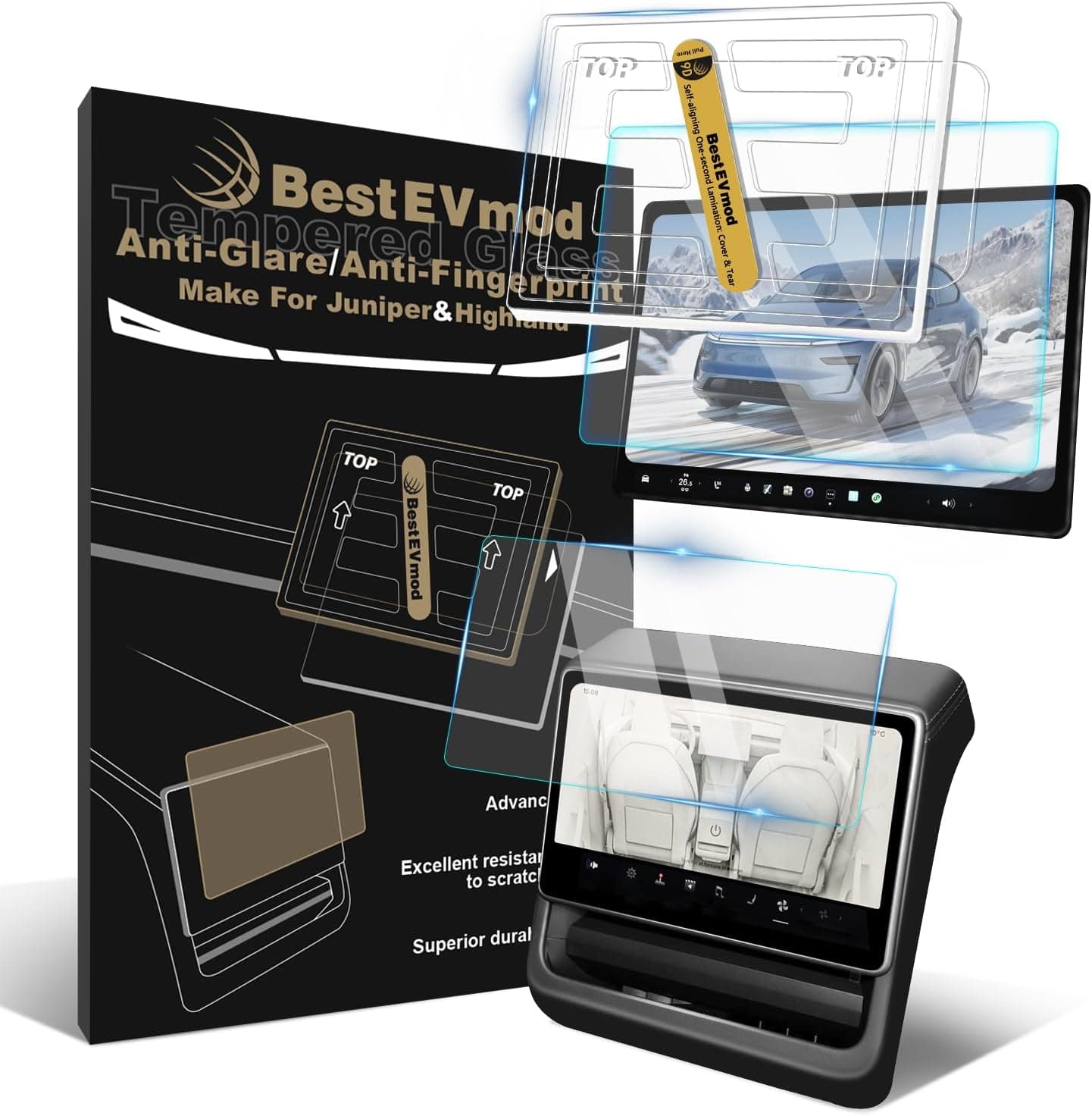 BestEvMod Matte Screen Protector for Tesla Model Y Juniper & Model 3 Highland