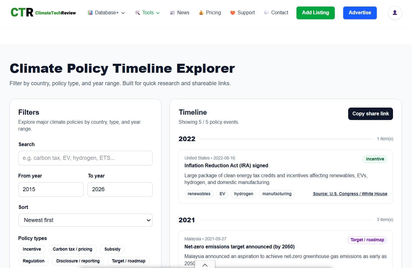 We Built a Free Climate Policy Timeline Explorer to Make Climate Regulation Easier to Track
