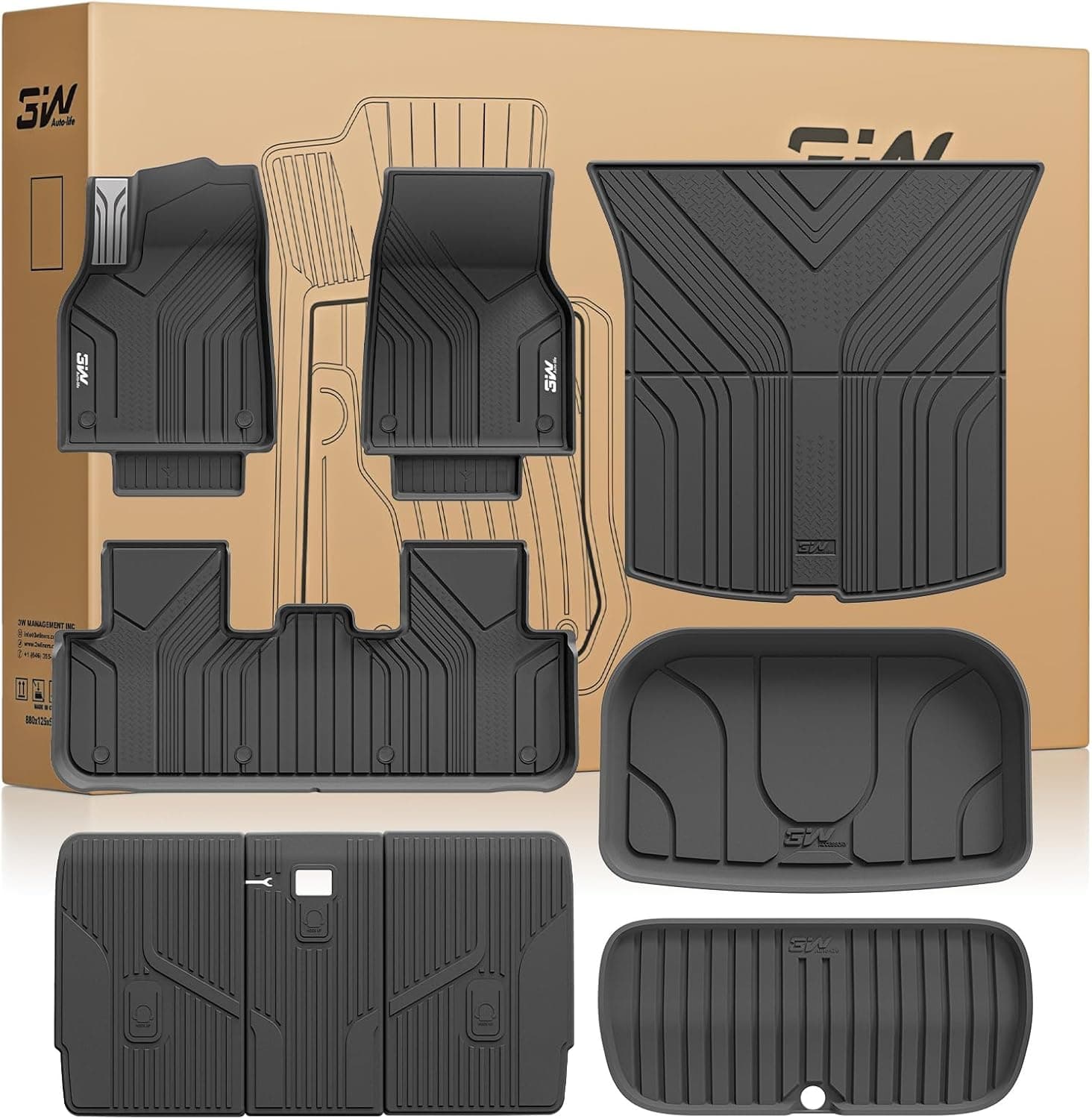 3W Tesla Model Y Juniper Floor Mats & Cargo Liners (2025β2026) β Full Interior Protection